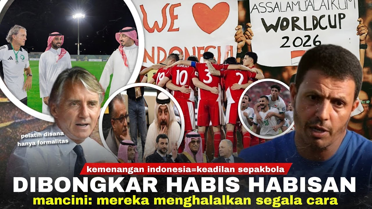 Youtube Thumnail image of : Mancini Bongkar Semua Kelicikan Arab, Jordan Beri Tips Kalahkan Irak: Kelolosan Indo Adalah Keadilan