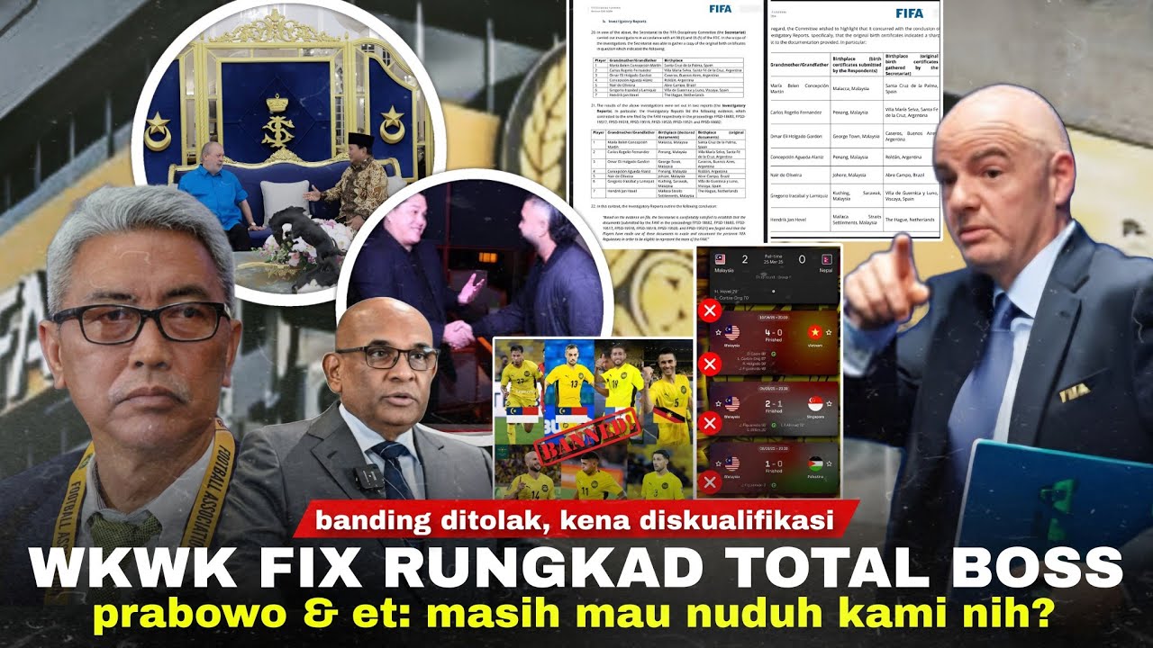 Youtube Thumnail image of : Minta Maaf Sama Prabowo & ET! Malay "GAME OVER". FIFA Kasih FAM Sanksi Berat, Ini Udah Terlalu Fatal