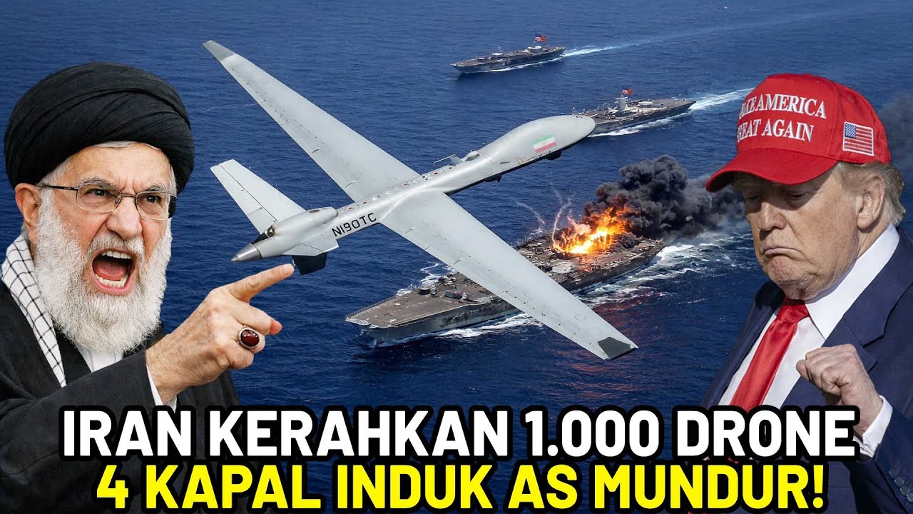 Youtube Thumnail image of : 1.000 DRONE IRAN TARGET KAPAL INDUK AS! USS Abraham Lincoln vs Rudal & Drone Iran, Siapa yg Menang?